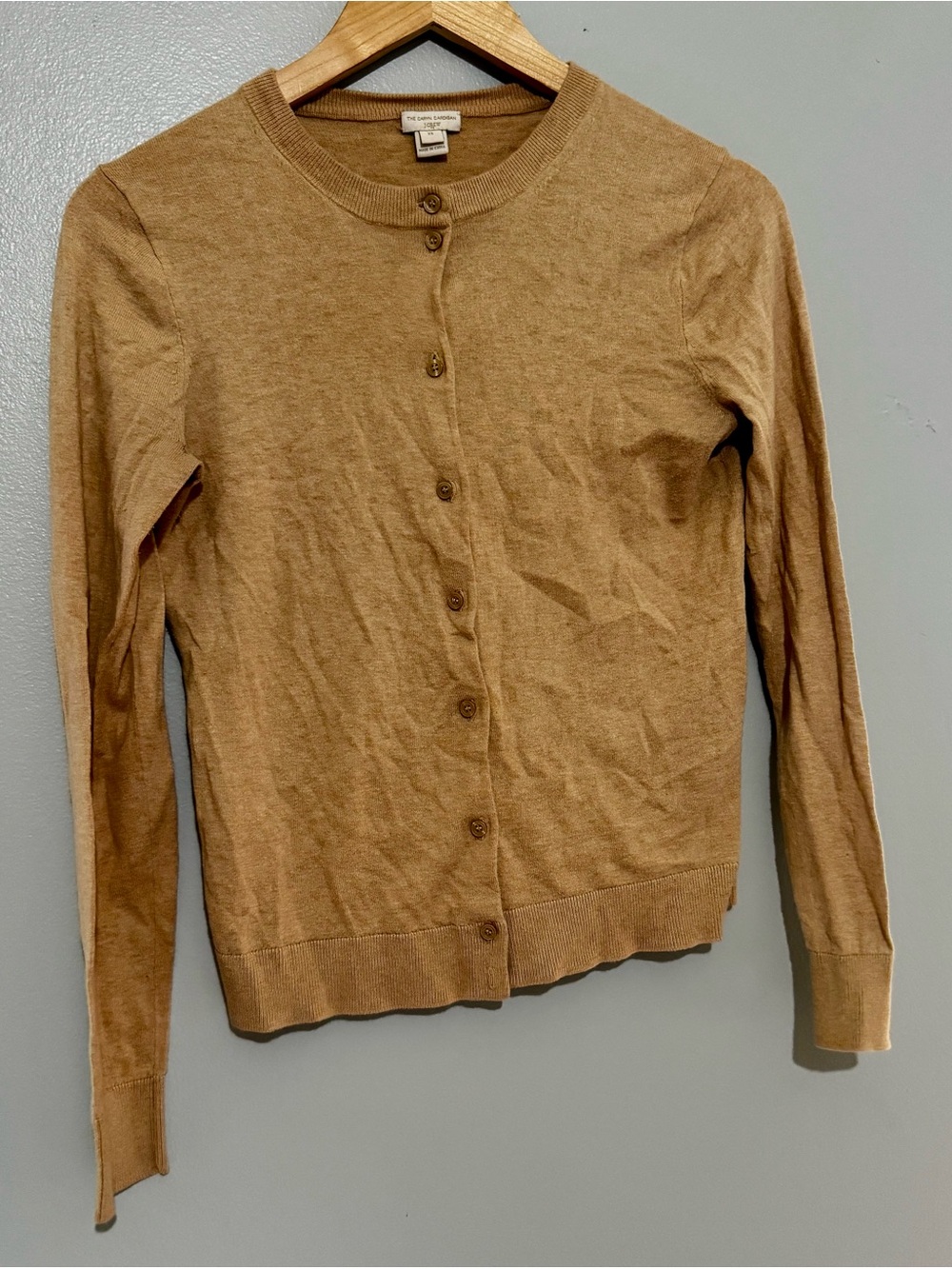 J. Crew Camel Tone Crewneck Button-Front Cardigan - Picture 3 of 6